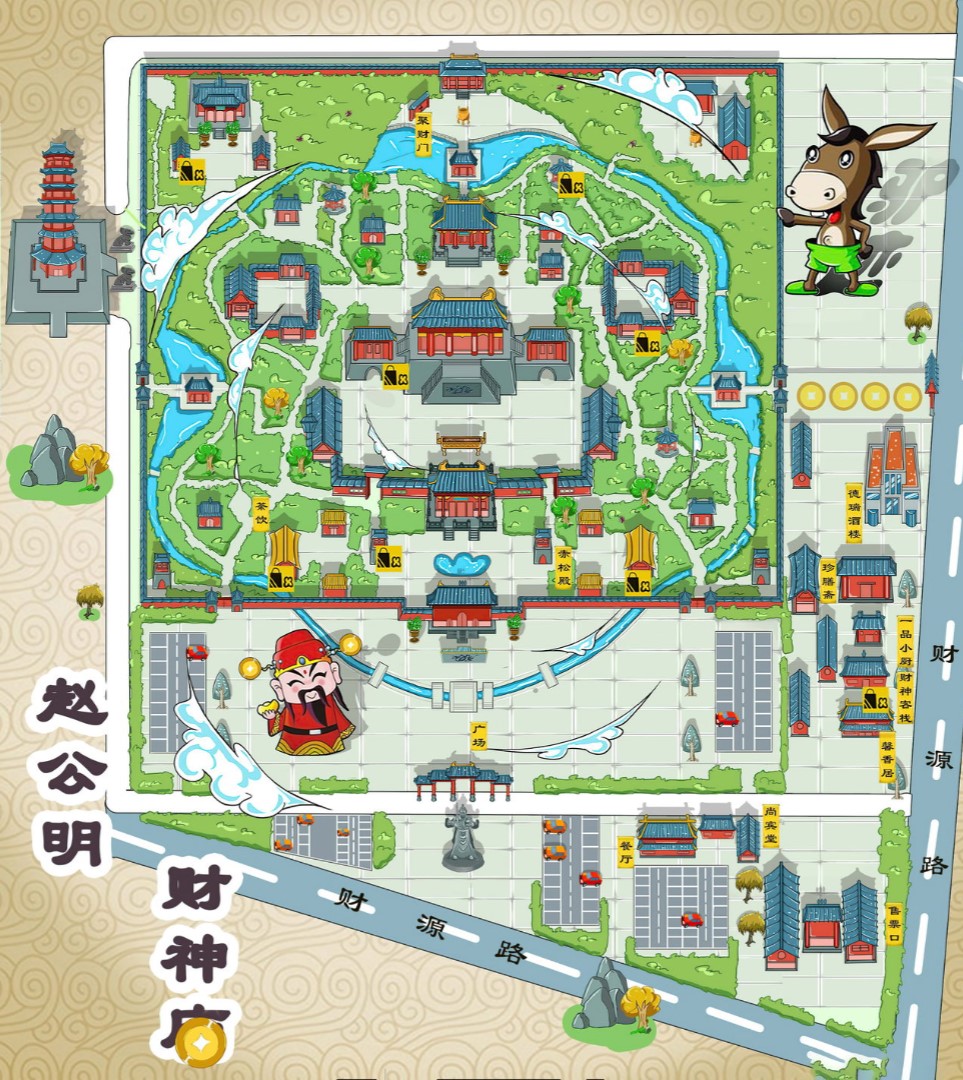 吴川寺庙类手绘地图